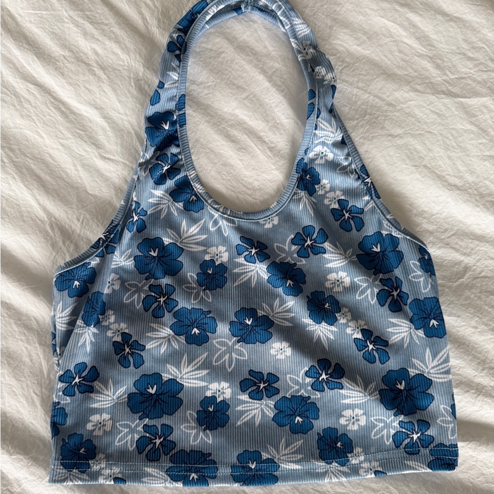 SHEIN Blue and White Floral Top
